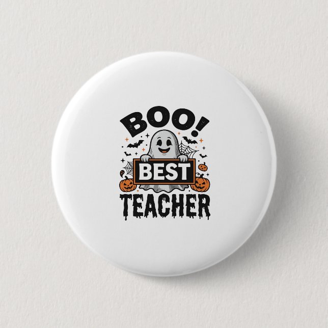 Bester Boo-Lehrer Vintage-Halloween-Lehrer-Design_ Button (Vorderseite)
