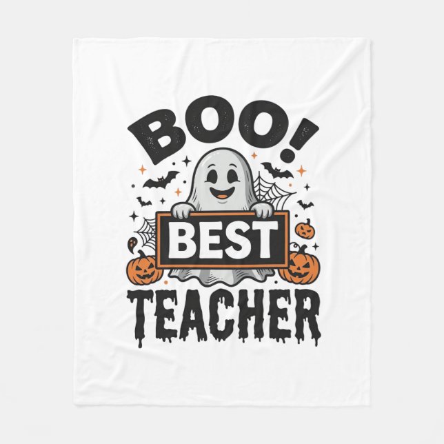 Bester Boo-Lehrer Vintage-Halloween-Lehrer-Design_ Fleecedecke (Vorderseite)