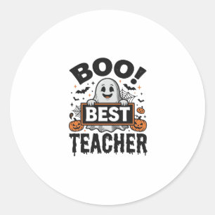 Bester Boo-Lehrer Vintage-Halloween-Lehrer-Design_ Runder Aufkleber