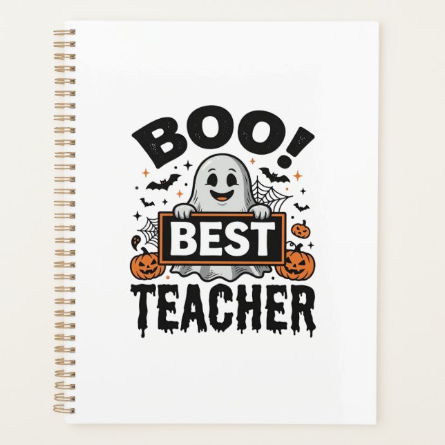 Bester Boo-Lehrer Vintage-Halloween-Lehrerdesign_ Planer (Vorderseite)