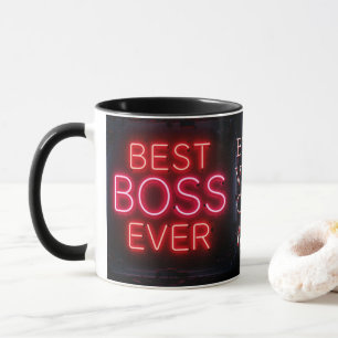 Bester Boss je Neonlicht-Lampen und Zitat Tasse