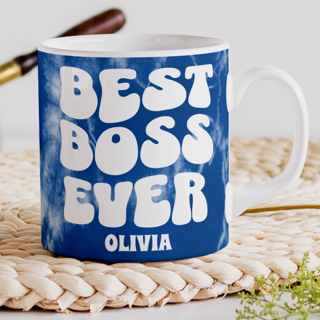 Bester Boss je Retro Blue Gefärbte Krawatte Indivi Jumbo-Tasse (Von Creator hochgeladen)