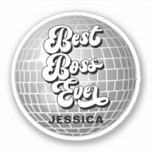 Bester Boss je   Silver Disco Ball Retro   Benutze Aufkleber