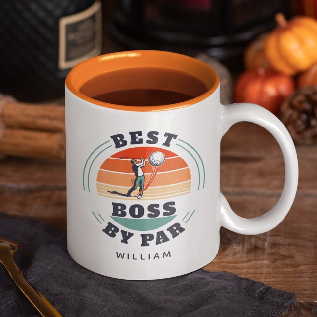 Bester Boss nach Par Custom Retro Golf Arbeitgeber Zweifarbige Tasse (Best Boss By Par Gold Lover 11oz Coffee Mug)