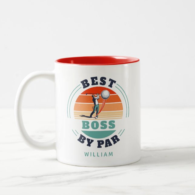 Bester Boss nach Par Custom Retro Golf Lover Arbei Zweifarbige Tasse (Links)