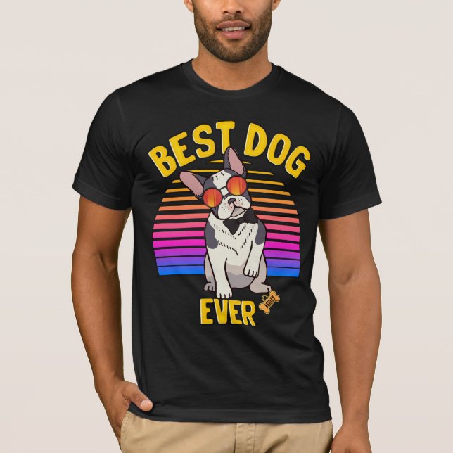 Bester Boston Terrier Dog je Retro T-Shirt (Vorderseite)