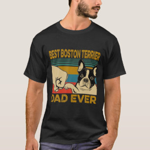 Bester Boston Terrier Vater je Retro Vatertag Gesc T-Shirt