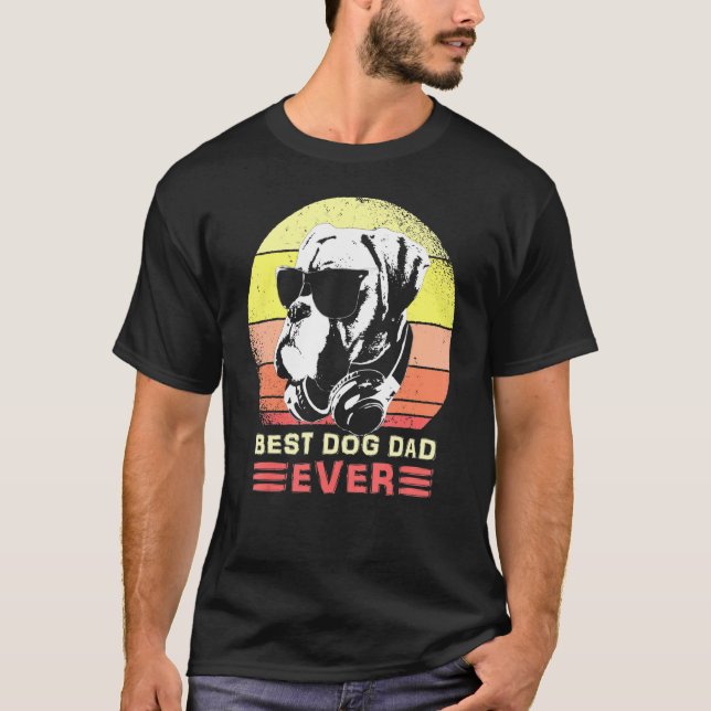 Bester Boxer-Hund-Vater je Sonnenbrille und Kopfhö T-Shirt (Vorderseite)