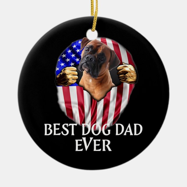 Bester Boxer-Vater je Niedlicher Hund Lover Americ Keramik Ornament (Vorne)