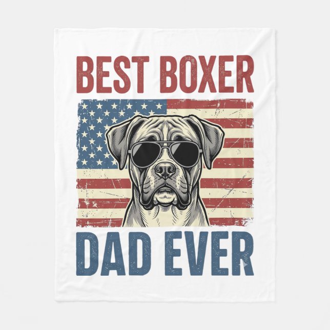 Bester Boxer-Vater überhaupt Vintage-Hund Fleecedecke (Vorderseite)
