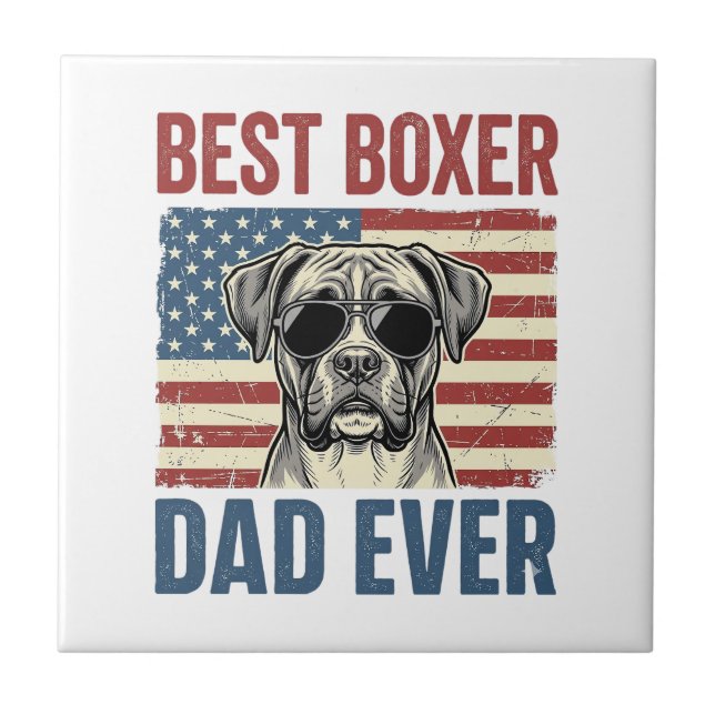Bester Boxer-Vater überhaupt Vintage-Hund Fliese (Vorderseite)