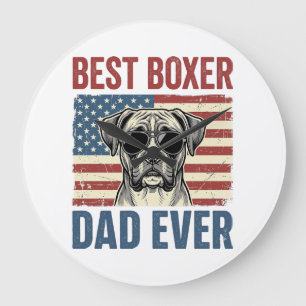 Bester Boxer-Vater überhaupt Vintage-Hund Große Wanduhr