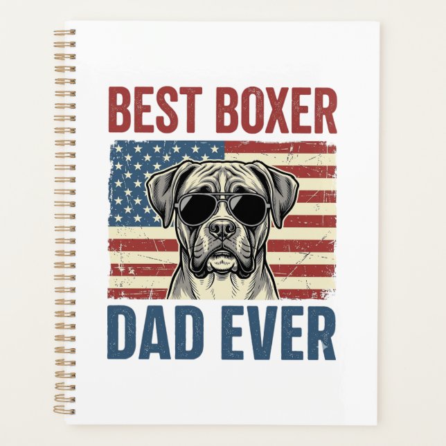 Bester Boxer-Vater überhaupt Vintage-Hund Planer (Vorderseite)