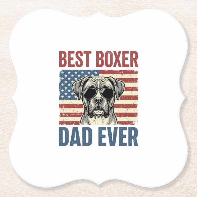 Bester Boxer-Vater überhaupt Vintage-Hund Untersetzer (Vorderseite)