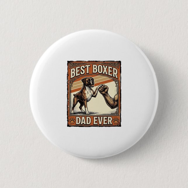Bester Boxer-Vater überhaupt Vintage-Hundepapa Button (Vorderseite)
