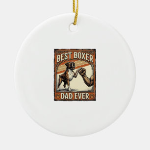 Bester Boxer-Vater überhaupt Vintage-Hundepapa Keramik Ornament