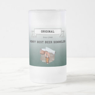 Bester Brauerei-Sommelier Grün-weißer Farbverlauf  Mattglas Bierglas