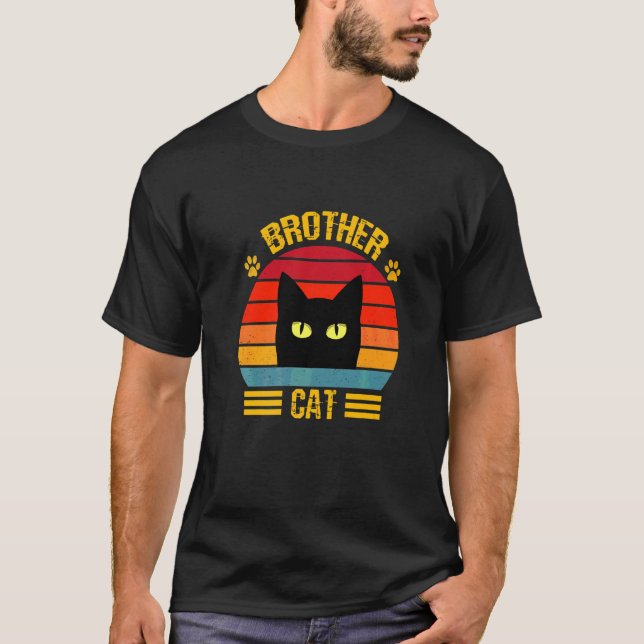 Bester Bruder Ca  Bruder Katze  Retro-Stil T-Shirt (Vorderseite)