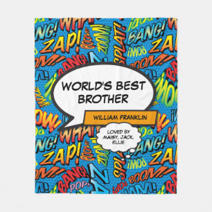 Bester Bruder der Welt Cool Lustig Comic Buch Blau Fleecedecke