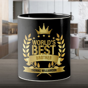 Bester Bruder der Welt Lustig Schwarz und Gold Zweifarbige Tasse