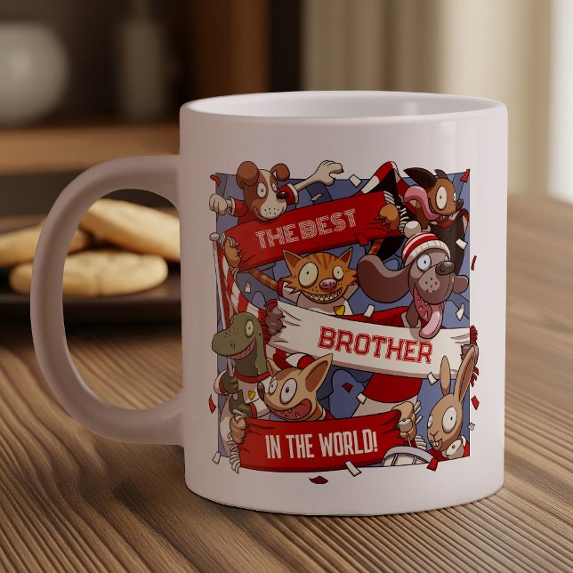 Bester Bruder Funny Animal Fans Cartoon Jumbo-Tasse (Von Creator hochgeladen)