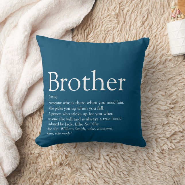 Bester Bruder je Definition Fun Modernes Blau Kissen (Decke)