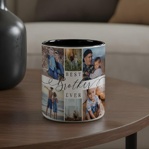 Bester Bruder je Foto Collage Keepake Geschenk Zweifarbige Tasse