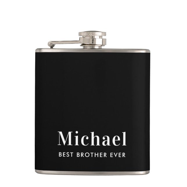 Bester Bruder je Monogram Black Flachmann (Vorderseite)
