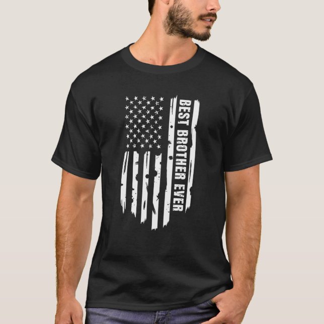 Bester Bruder je Teenager US-Flagge Ältere Geschwi T-Shirt (Vorderseite)