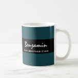 Bester Bruder überhaupt aquamarin und schwarzer Tasse<br><div class="desc">Bester Bruder überhaupt aquamarin und schwarzer individueller Name Z10. Liebe Ihr Bruder? Denken Sie, dass er das bestste ist? Zeigen Sie Ihre Liebe mit diesem trendy Geschenkeinzelteil in aquamarinem und in Schwarzem. Dieses kundengerechte Einzelteil ist ein Teil des besten aquamarine und schwarze Bruders überhaupt Geschenk-Sammlung. Aller Text ist kundengerecht, also...</div>