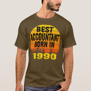 Bester Buchhalter Geboren 1990 Geburtstag Vintag T-Shirt