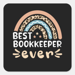 Bester Buchhalter je Leopard-Rainbow-Geschenk-Mama Quadratischer Aufkleber