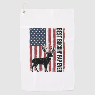 Bester Buckin Pap Ever Hirsch Flagge Vintage Vecto Golfhandtuch