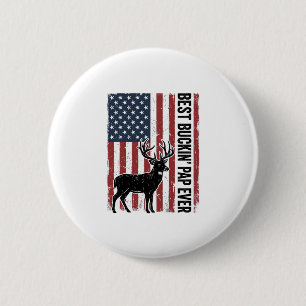 Bester Buckin Pap Ever Hirschflagge Vintage Vector Button