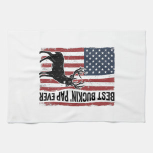 Bester Buckin Pap Ever Hirschflagge Vintage Vektor Geschirrtuch