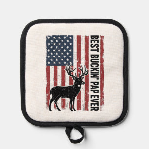 Bester Buckin Pap Ever Hirschflagge Vintage Vektor Topflappen