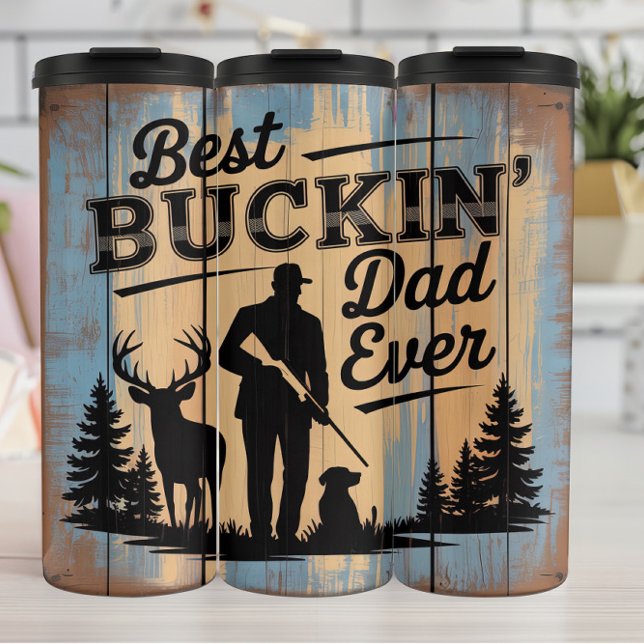 Bester Buckin-Vater: Jäger, Rehe, Hund Thermosbecher (Von Creator hochgeladen)