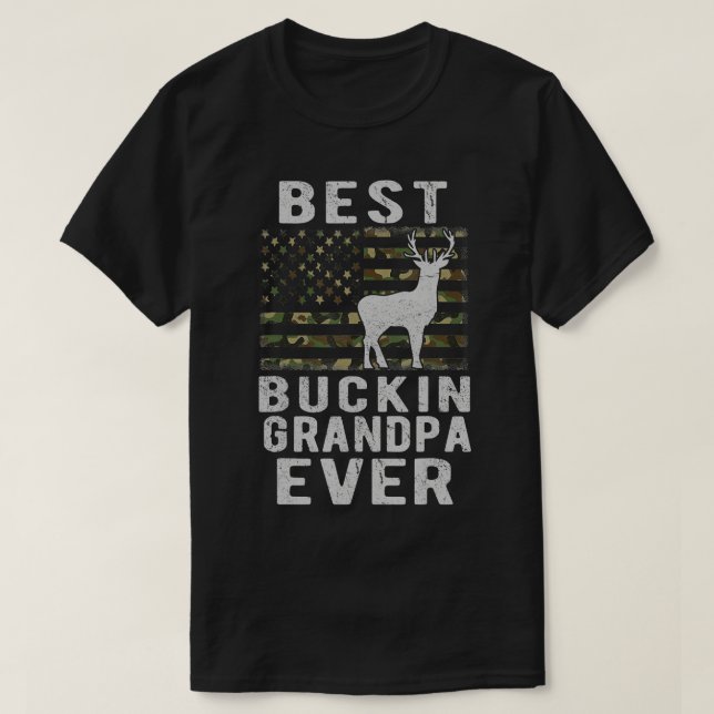 Bester Bucking Opa je Camouflage US Flag Hirsch T-Shirt (Design vorne)