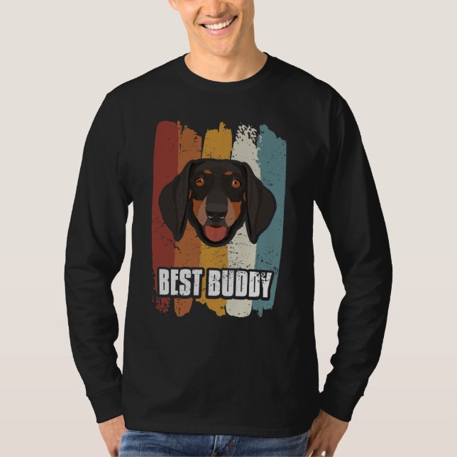 Bester Buddy, lächelnde Dackel T-Shirt (Vorderseite)