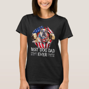 Bester Bulldog-Vater je amerikanische Fahne T-Shirt