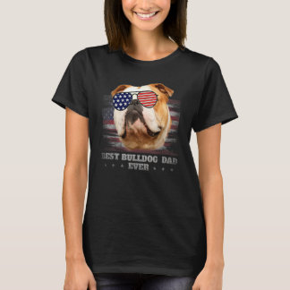 Bester Bulldog Vater je Retro US-amerikanische Fla T-Shirt