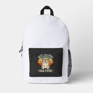 Bester Bulldoggen-Vater Aller Zeiten Retro-Vektor Bedruckter Rucksack