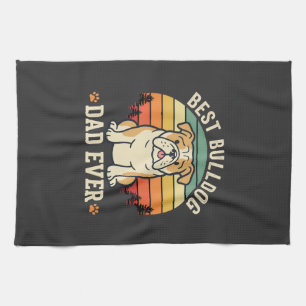 Bester Bulldoggen-Vater Aller Zeiten Retro-Vektor Geschirrtuch