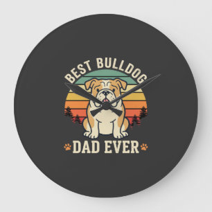 Bester Bulldoggen-Vater Aller Zeiten Retro-Vektor Große Wanduhr