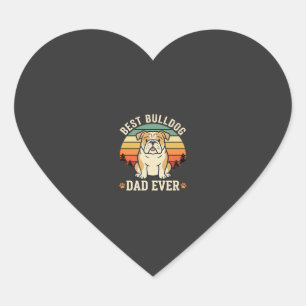 Bester Bulldoggen-Vater Aller Zeiten Retro-Vektor Herz-Aufkleber