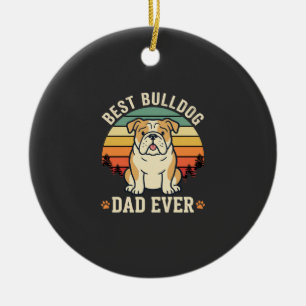 Bester Bulldoggen-Vater Aller Zeiten Retro-Vektor Keramik Ornament