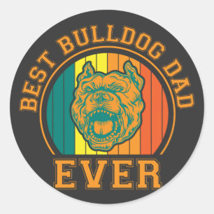 Bester Bulldoggen-Vater Aller Zeiten Retro Vintage Runder Aufkleber