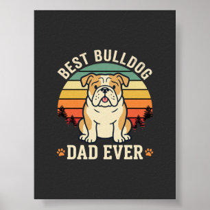 Bester Bulldoggen-Vater überhaupt Retro-Vektor Poster
