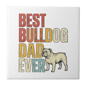 Bester Bulldoggen-Vater überhaupt Vintage-Gravur-S Fliese