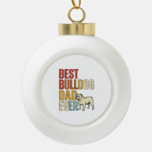Bester Bulldoggen-Vater überhaupt Vintage-Gravur-S Keramik Kugel-Ornament